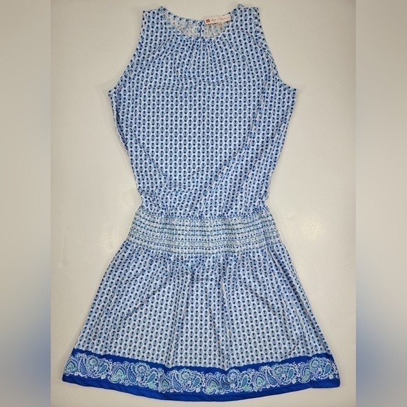 Jude Connaly Scarlett Dress Blue White A-Line Skirt Elastic Waist Sleeveless S - Picture 1 of 10